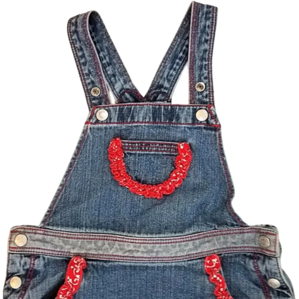 HANNA ANDERSSON Denim Blue Jean Overall Dress Girls Size 4